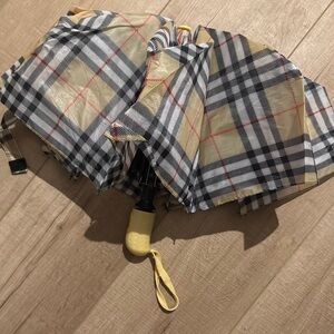 Plaid Umbrella with Yellow Handle